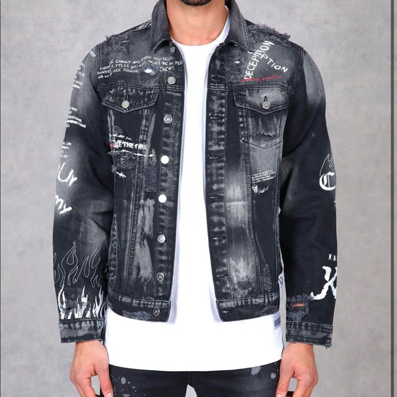 Art of war, Washed printed denim Jacket Small - Picture 4 of 4